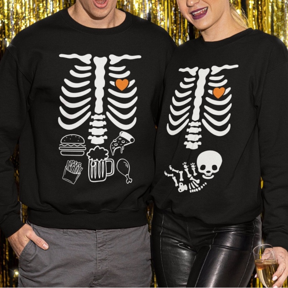 BUNDLE 2 Skeleton Print Pullover Sweatshirts